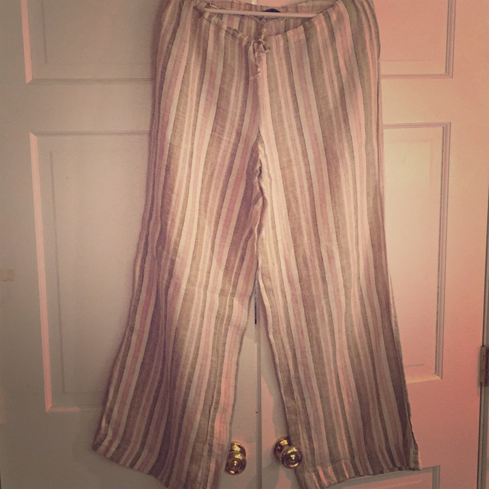 Sisley Wide Leg Cotton Stripped Pants